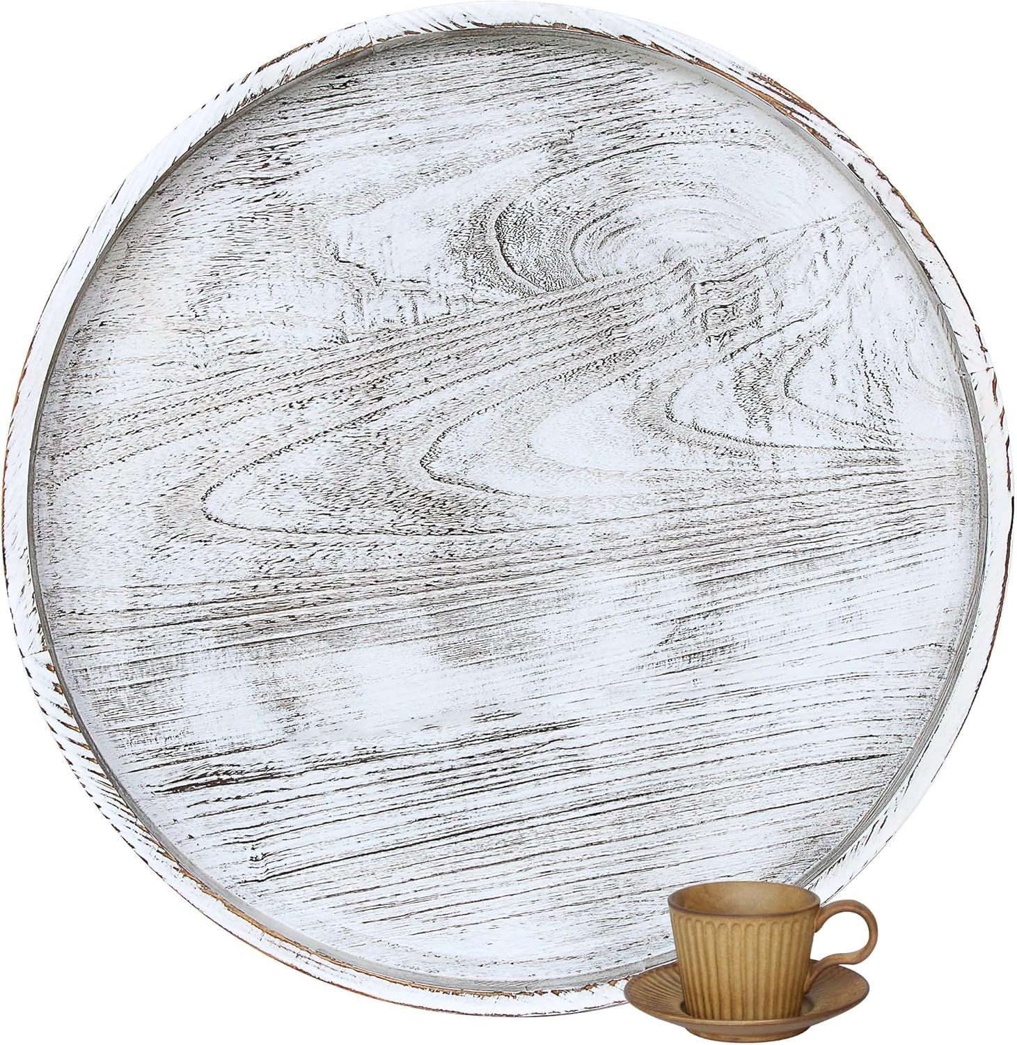 Extra Large Round Ottoman Tray for Rustic Farmhouse Decor