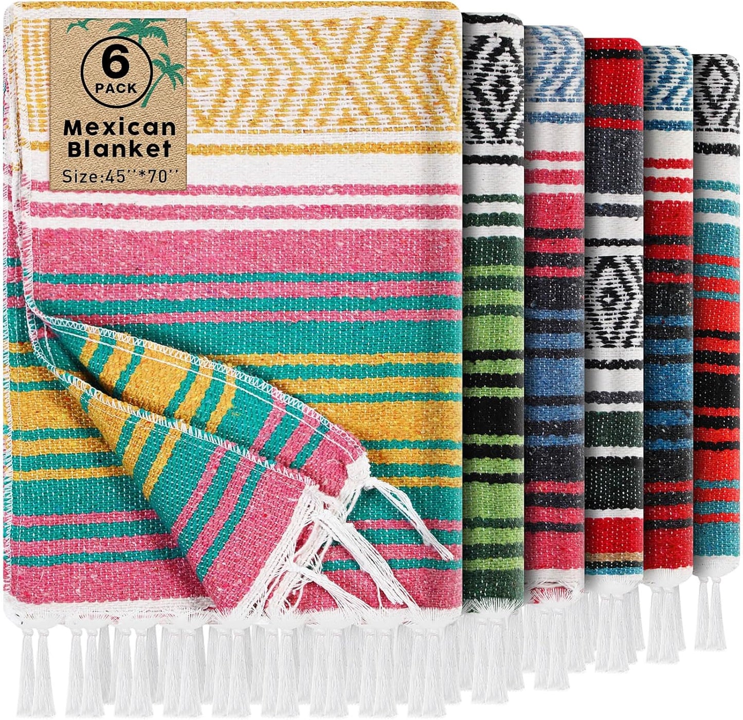 Oudain 6 Pack Mexican Blankets for Cozy Outdoor Adventures