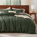Bedsure Waffle Duvet Cover Queen Set for Hot Sleepers, Olive Green