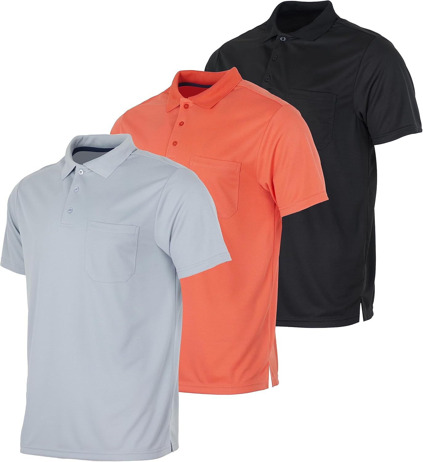 Real Essentials 3 Pack Mens Short Sleeve Polo Shirts for Comfort