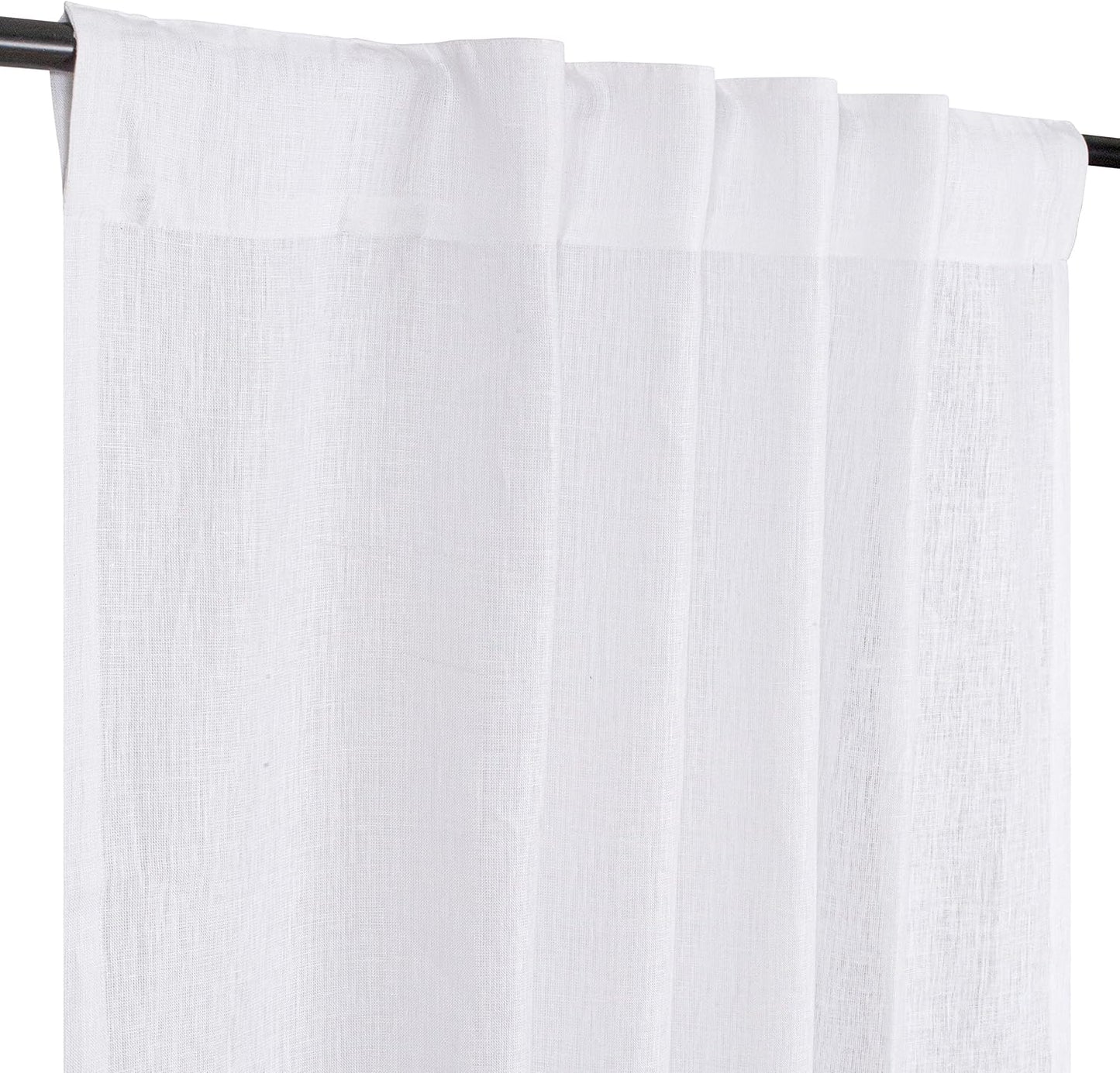 Farmhouse Linen Curtain Set - 50x108 White Drapes