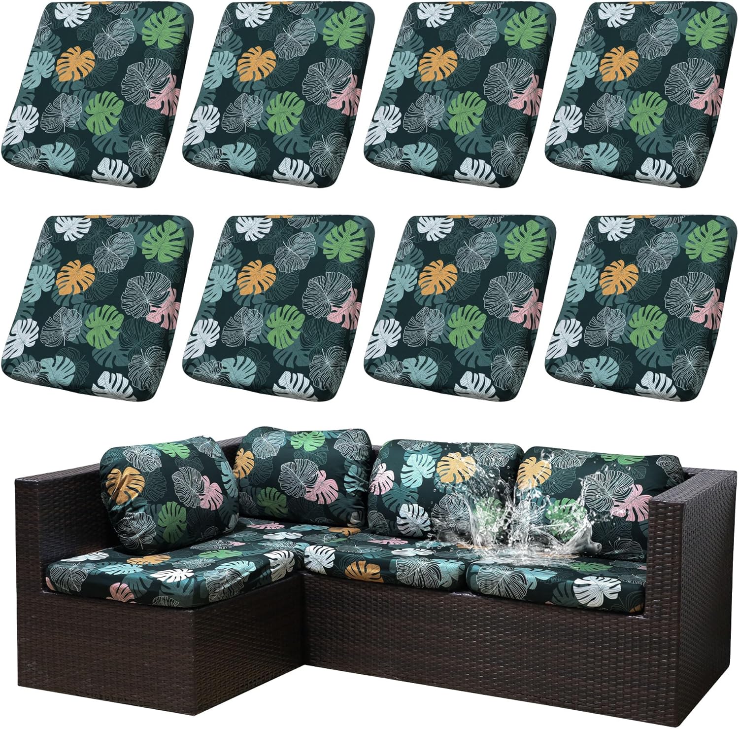 8Pcs Patio Cushion Covers for Stylish Outdoor Furniture Protection