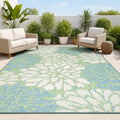 Floral Textured Weave Indoor Outdoor Area Rug 8X10 - Durable Patio