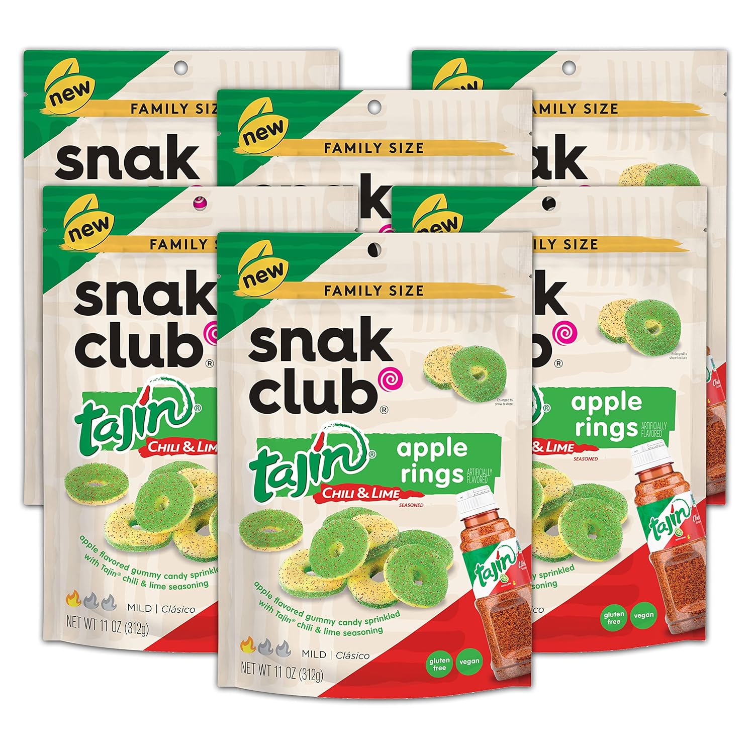Snak Club Tajin Apple Rings - Sweet & Spicy Gummy Snacks