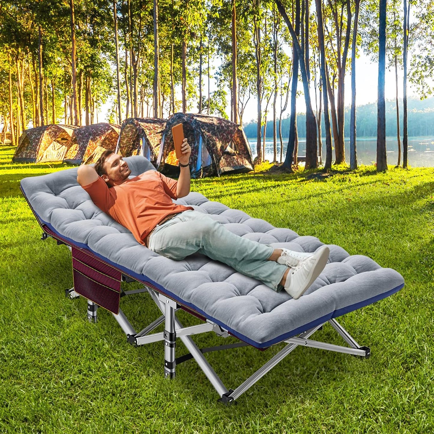 ABORON Folding Camping Cot for Adults with Heavy Duty Design