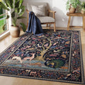 Rugcomf 4x6 Vibrant Tree of Life Washable Rug - Colorful Low Pile
