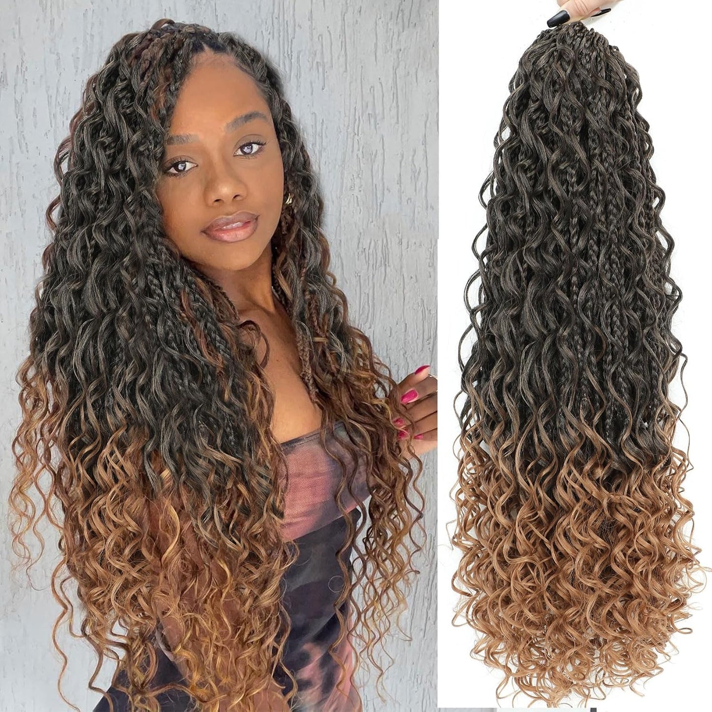 Goddess Box Braids Crochet Hair 24 Inch for Stylish Women