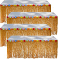 Luau Grass Table Skirt 4 Pack for Tropical Hawaiian Parties