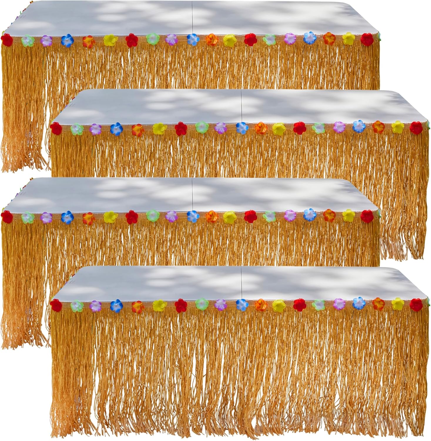 Luau Grass Table Skirt 4 Pack for Tropical Hawaiian Parties