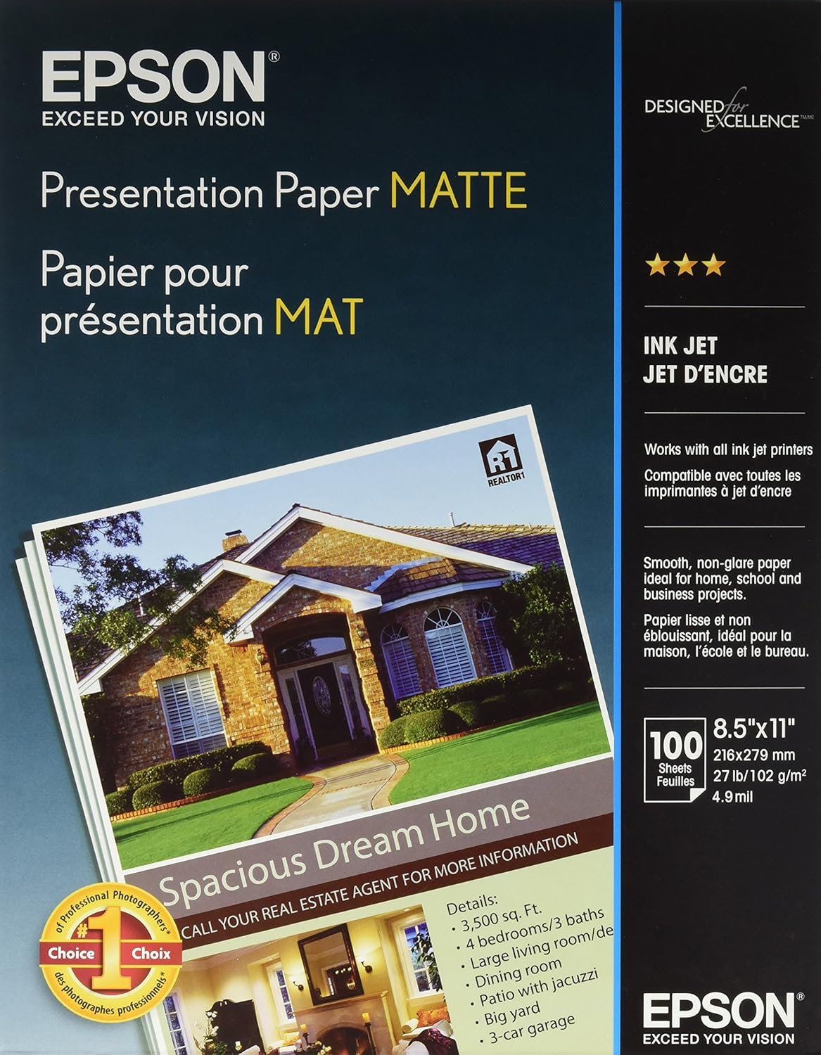 Epson Presentation Paper Matte - 100 Sheets, White