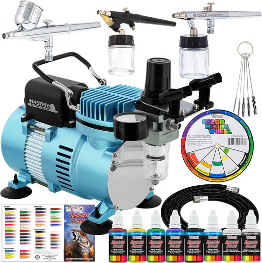 Professional Airbrush Kit + Acrylic Paints - Artists