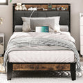 Twin Bed Frame with Storage Headboard and Charging Station - Stable
