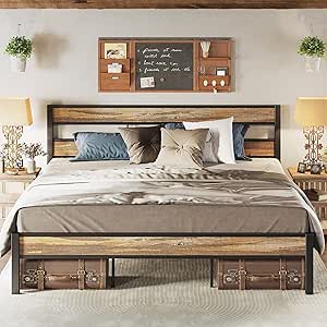 LIKIMIO King Bed Frame with Headboard for Ultimate Comfort