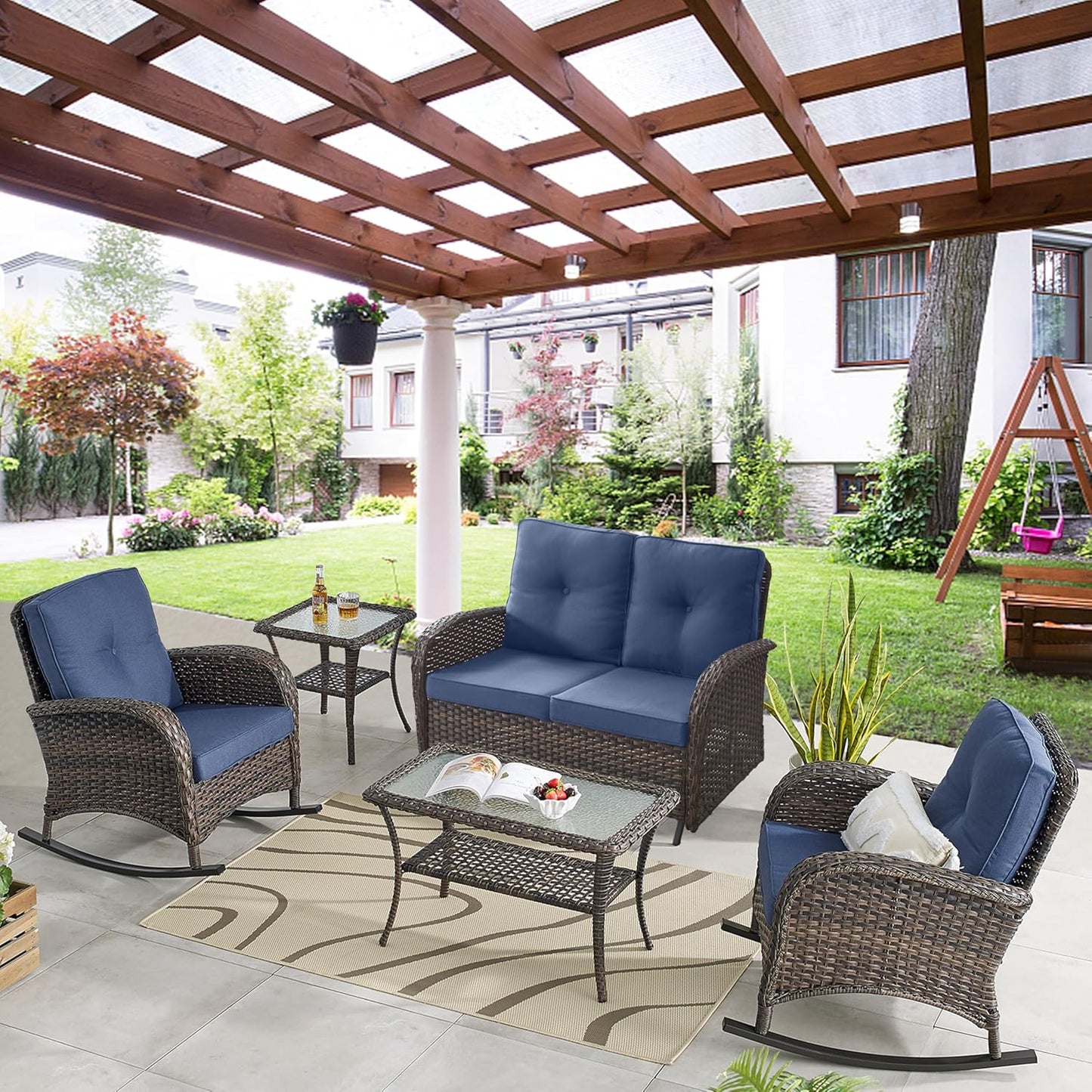 5 Piece Outdoor Conversation Patio Furniture Set for Relaxation
