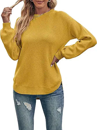 MEROKEETY Women's Fall Long Balloon Sleeve Sweater Tops