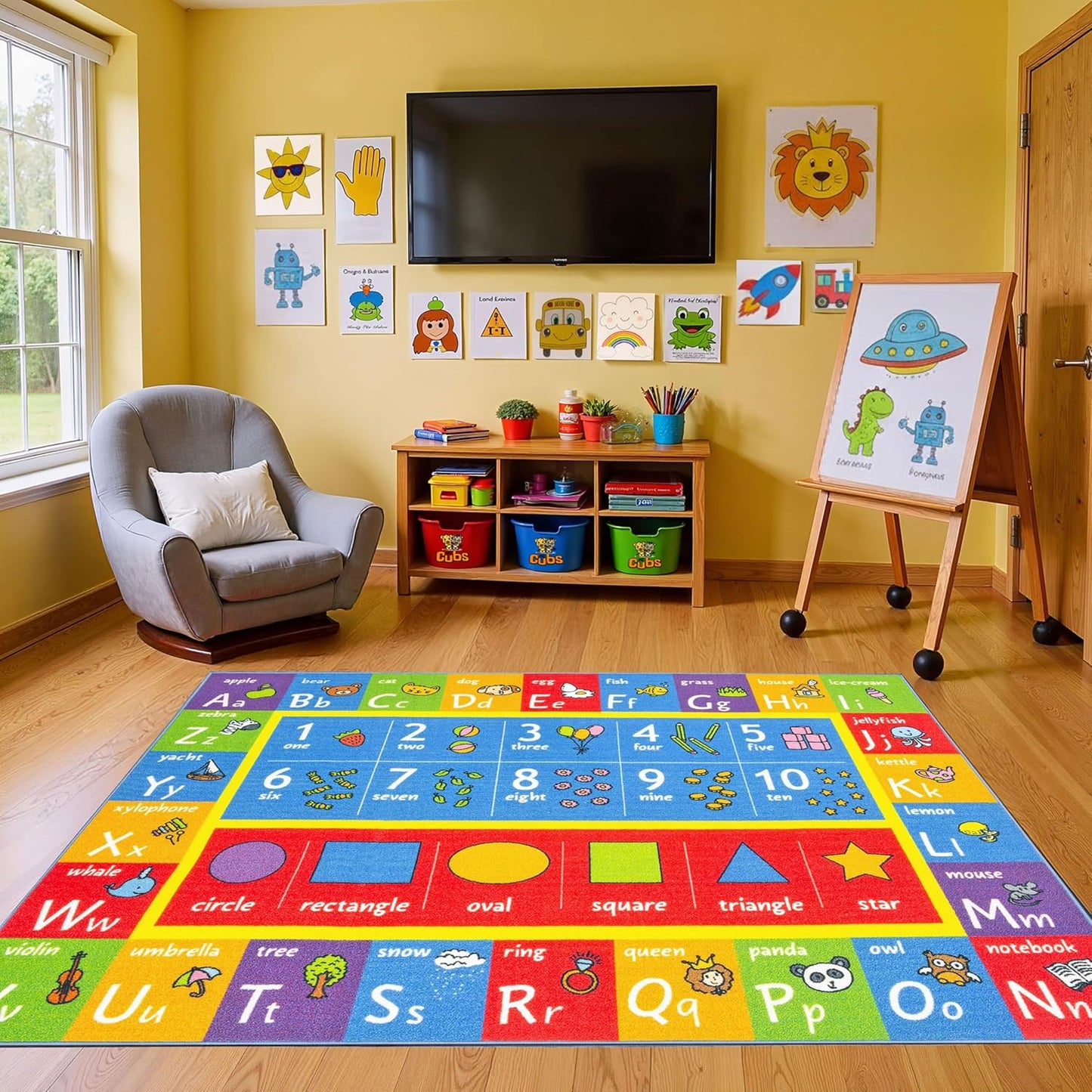 KC Cubs 5x7 ABC Alphabet Rug for Kids Learning and Play