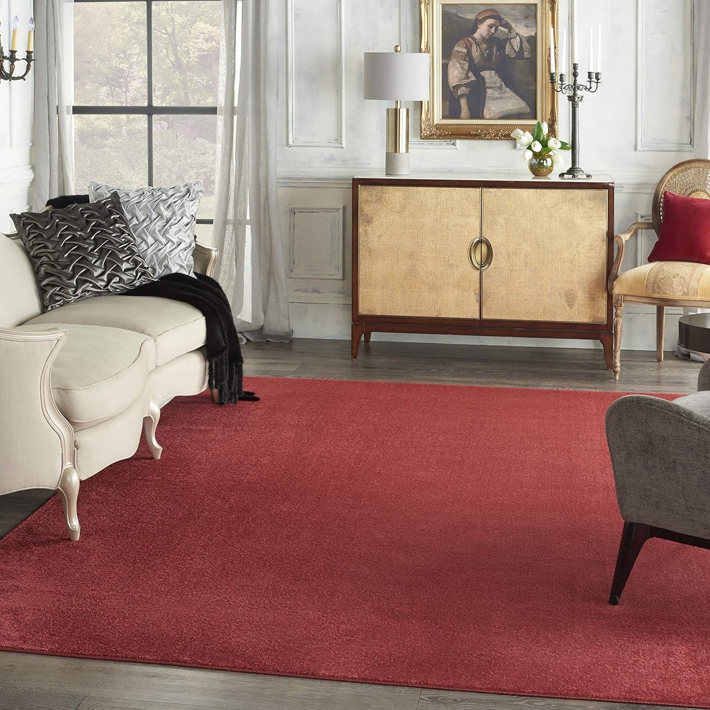Nourison Essentials Indoor/Outdoor Brick Red Area Rug 8ft x 10ft