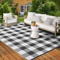 Outdoor Rug 9x12 Waterproof UV Resistant Checkered - Portable Comfort