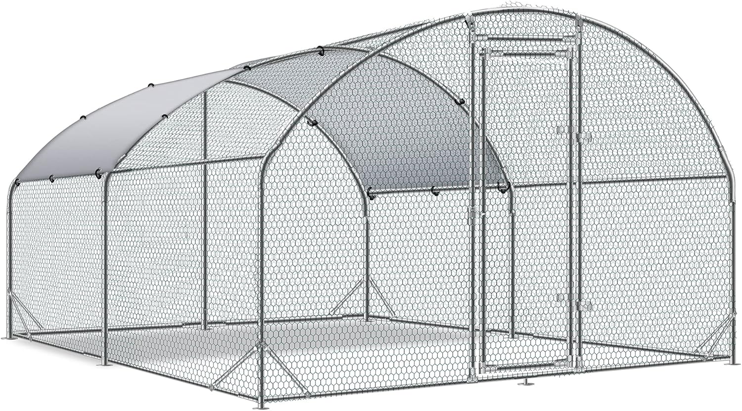 Large Metal Chicken Coop with Tri-Supporting Wire Mesh Design