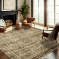 Area Rug 4x6 Washable Brown Vintage Traditional Rug - Thin, Non-Slip