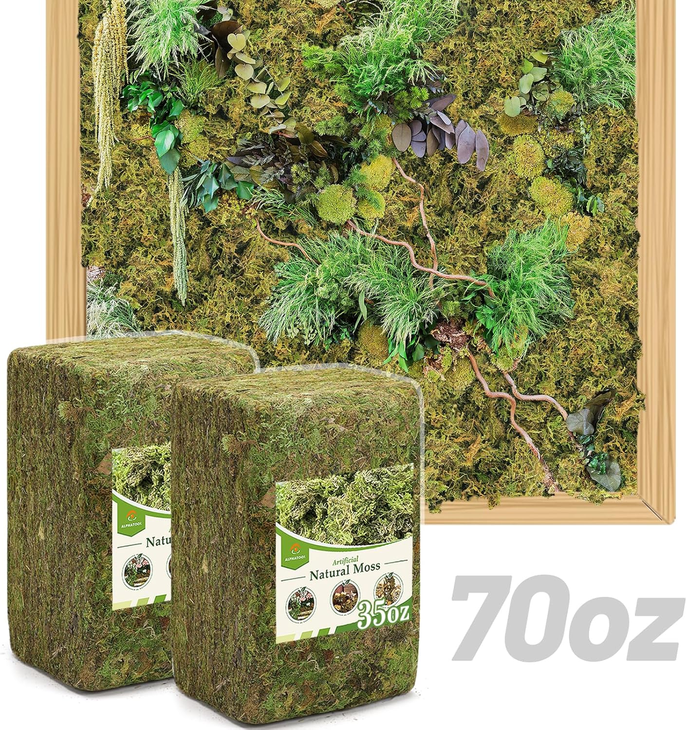 70oz Jumbo Pack Natural Green Moss for Crafts and Decor