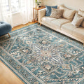WITSHOCK Washable Area Rug 9x12 - Low Pile Non-Slip Boho Rug