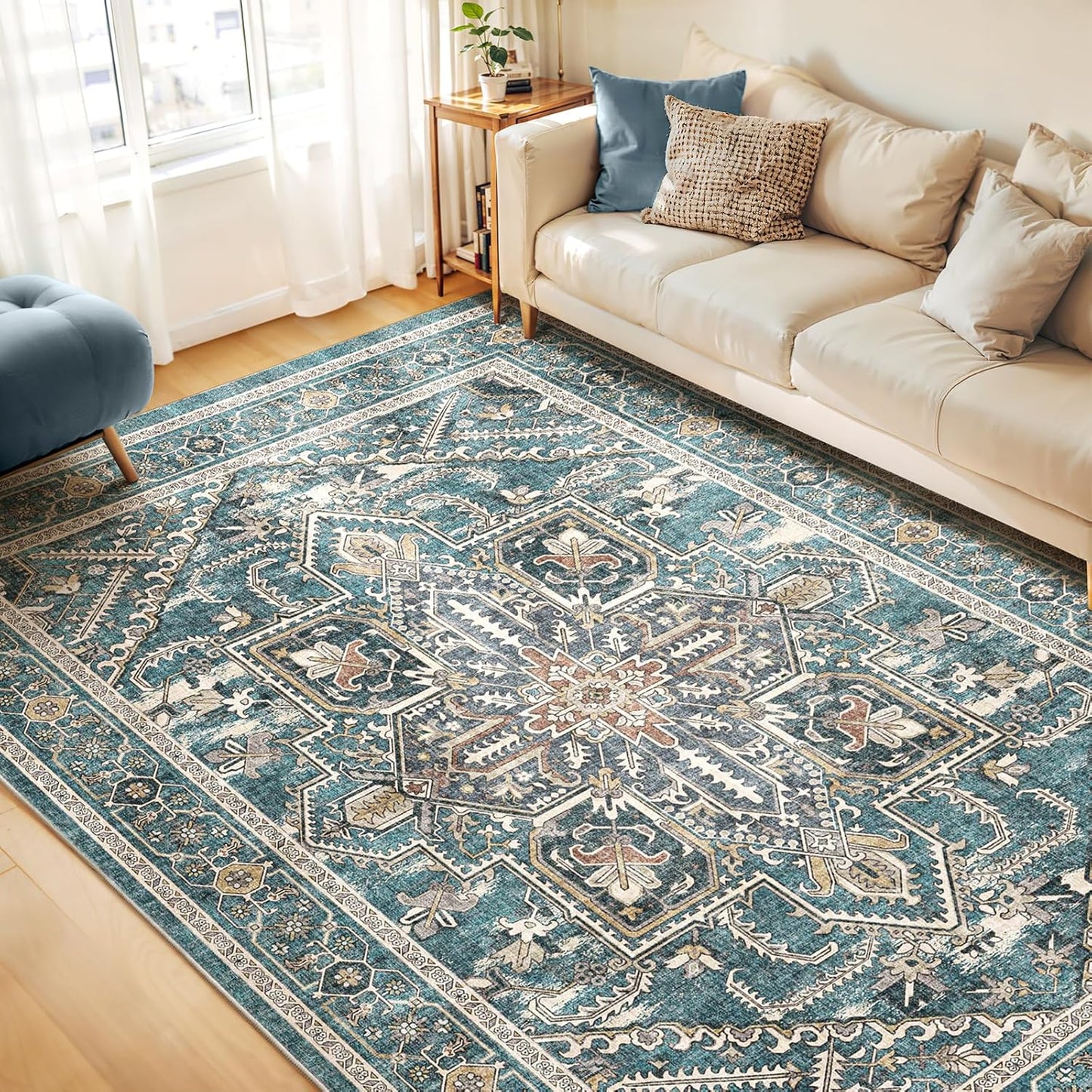 WITSHOCK 9x12 Washable Area Rug for Living Room and Bedroom