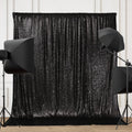 PartyDelight Black Sequin Backdrop Curtains 8ft x 8ft - Sparkly Event