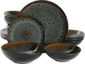 Gibson Elite Kyoto Double Bowl Dinnerware Set, Service for 4 - Teal