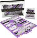 Backgammon Set 15 in Large - Classic Travel Board with Leather Case