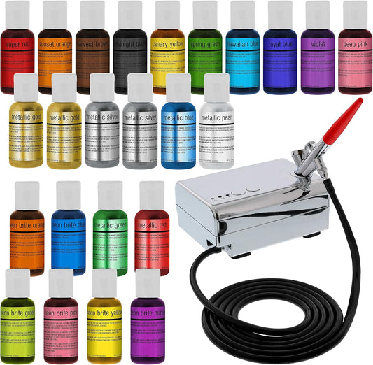 24 Vivid Airbrush Food Colors for Cake & Dessert Decor