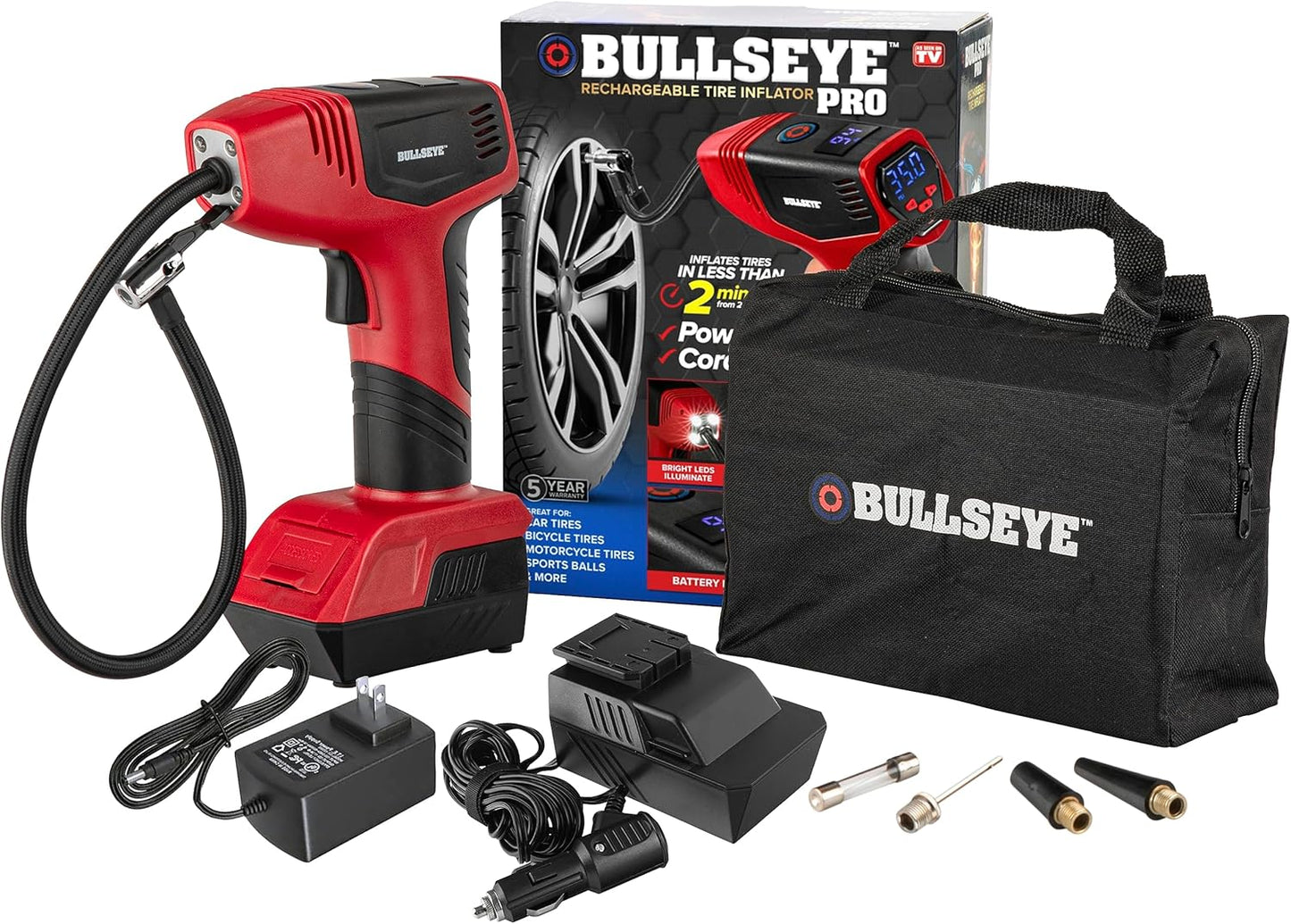 EMSON Bullseye Pro Max Deluxe Portable Tire Inflator - Ultimate 150PSI Power!