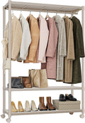 Heavy Duty Rolling Garment Rack Wire Clothes Rack - Adjustable Gold