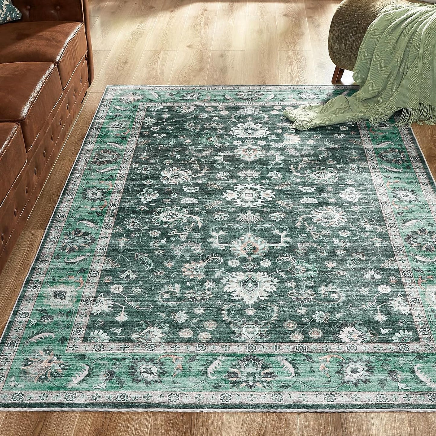 WITSHOCK 5x8 Area Rugs for Living Room - Vintage Non Slip Carpet