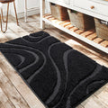 Black 24x36 Plush Microfiber Bath Rug - Soft Non Slip Runner