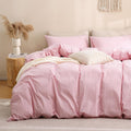 Pink Gingham Duvet Cover Set Queen - Soft Washed Cotton