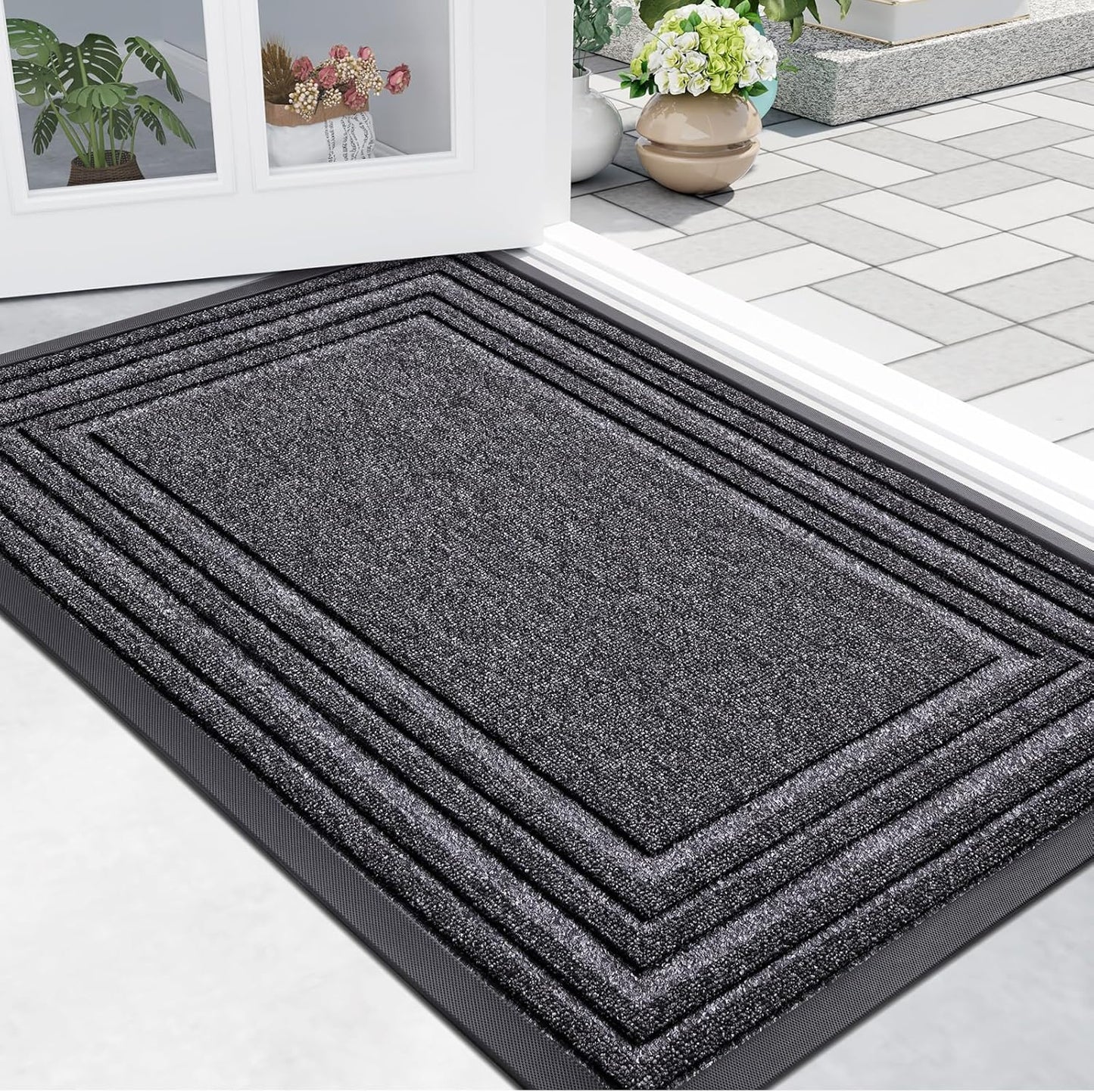 Buganda Front Door Mat Non-Slip Natural Rubber Doormat 47x32