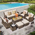 Patio Furniture Set with Swivel Rocking Chairs - 8 Piece Conversation