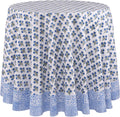 Gulbahar Blue 100% Cotton 60 in Round Tablecloth - Handblock Floral