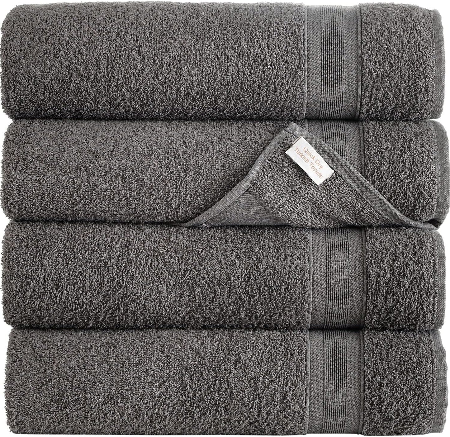 Quick-Dry Cotton Turkish Bath Towels Set of 4 for Daily Use