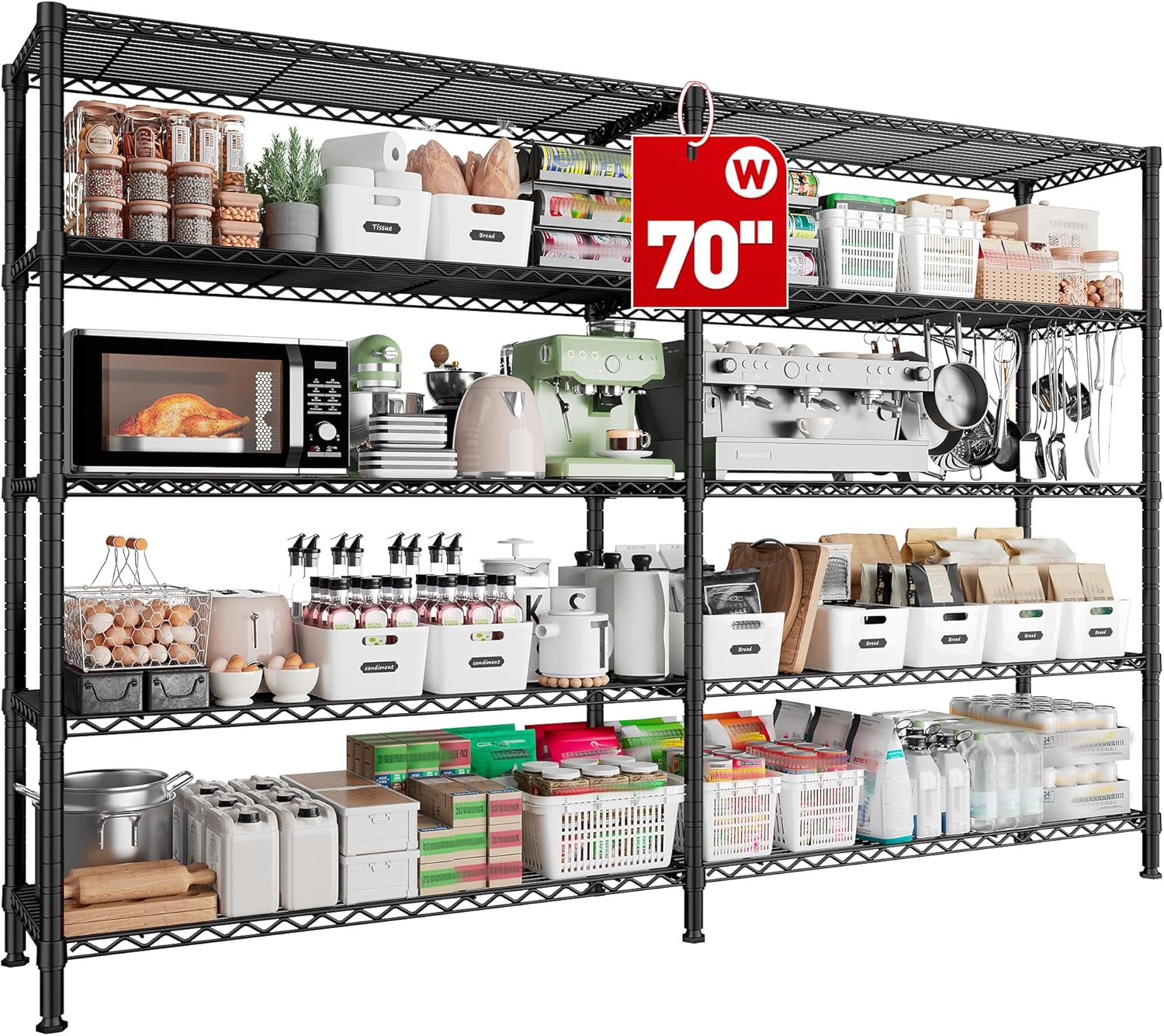 70in W Storage Shelves by REIBII - Heavy Duty Metal Shelving Unit