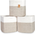 13 Inch Cube Storage Bins Cotton Rope Woven Baskets 3-Pack - Stable