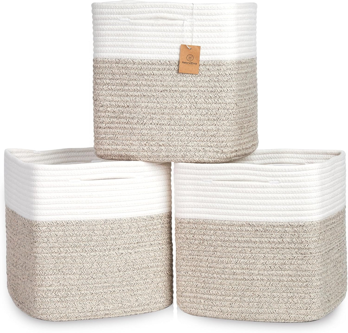NaturalCozy 13 Inch Cube Storage Bins for Organizing Toys