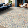 8x10 Washable Rug for Living Room - Vintage Floral, Non-Slip