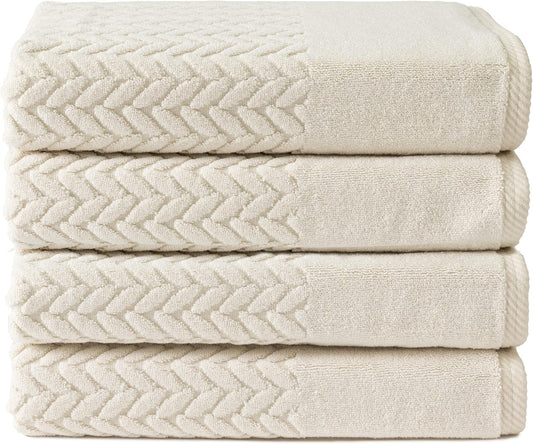 Texere 100% Organic Cotton Jacquard Bath Towel Set - Plush & Absorbent