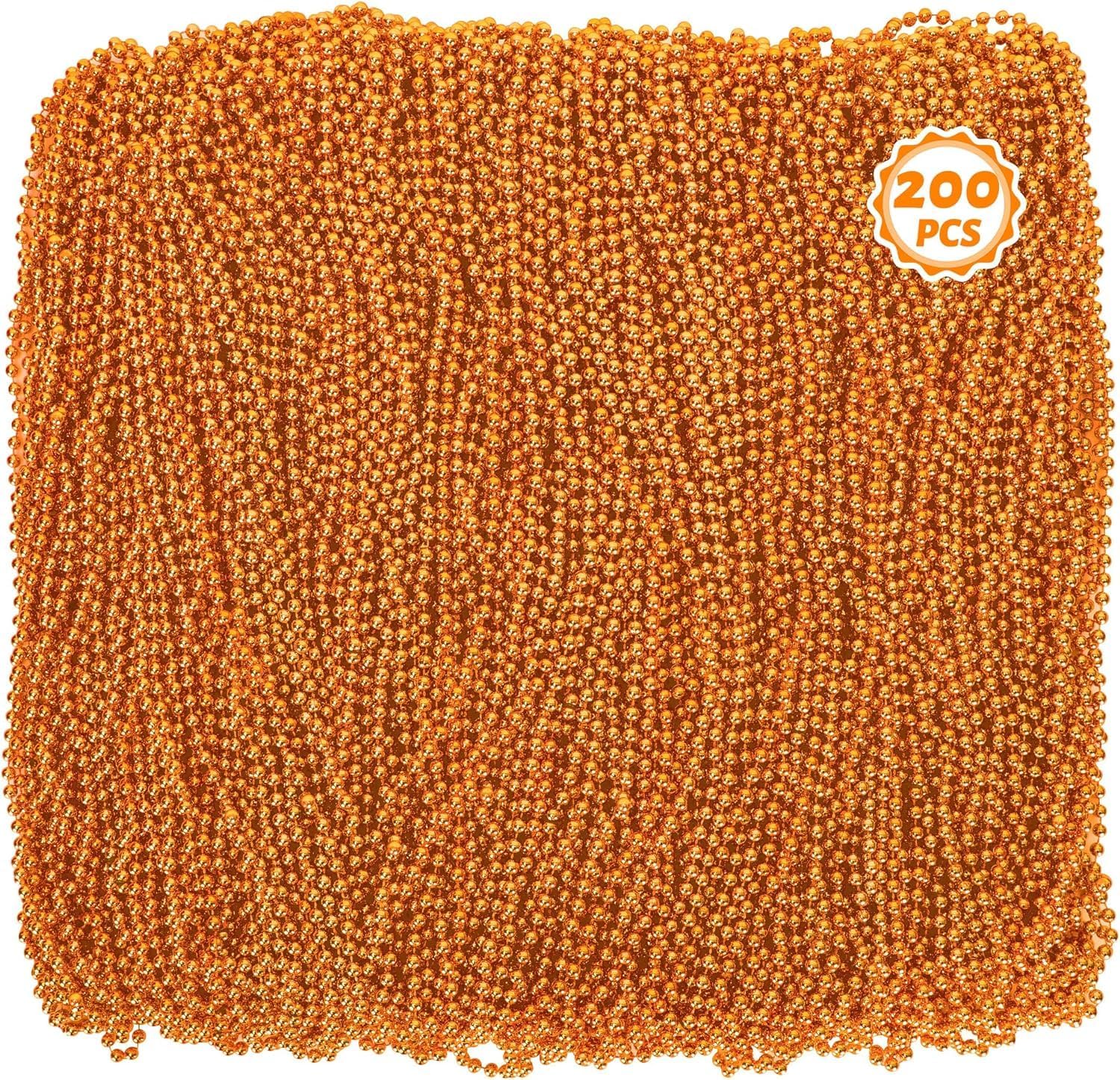 Beaded Necklace 200 PCS 33in Orange Mardi Gras Party Supplies
