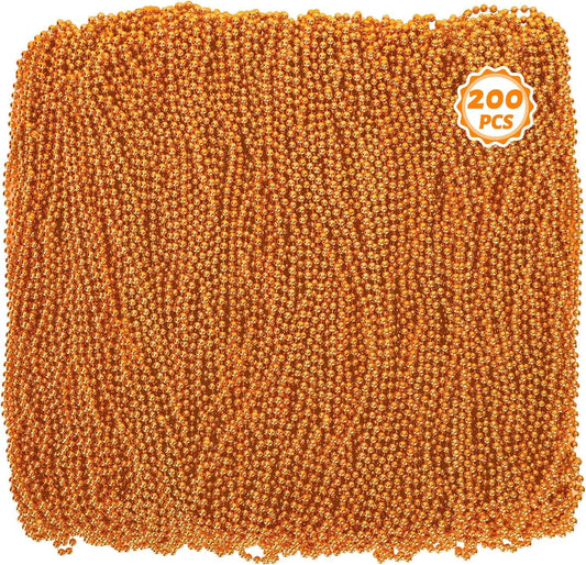 Beaded Necklace 200 PCS 33in Orange Mardi Gras Party Supplies