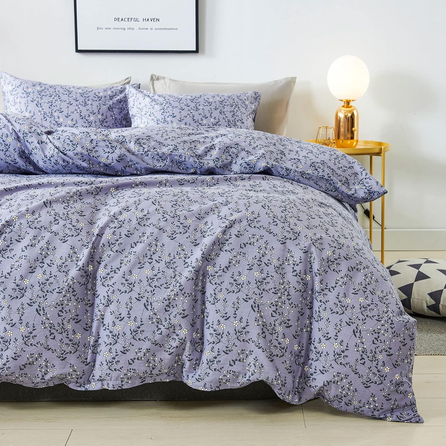 HoneiLife Queen Size Duvet Cover Set - Floral Cotton Comforter