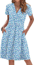 Women's Floral Sundress 2025 Short Sleeve V Neck for Summer Style