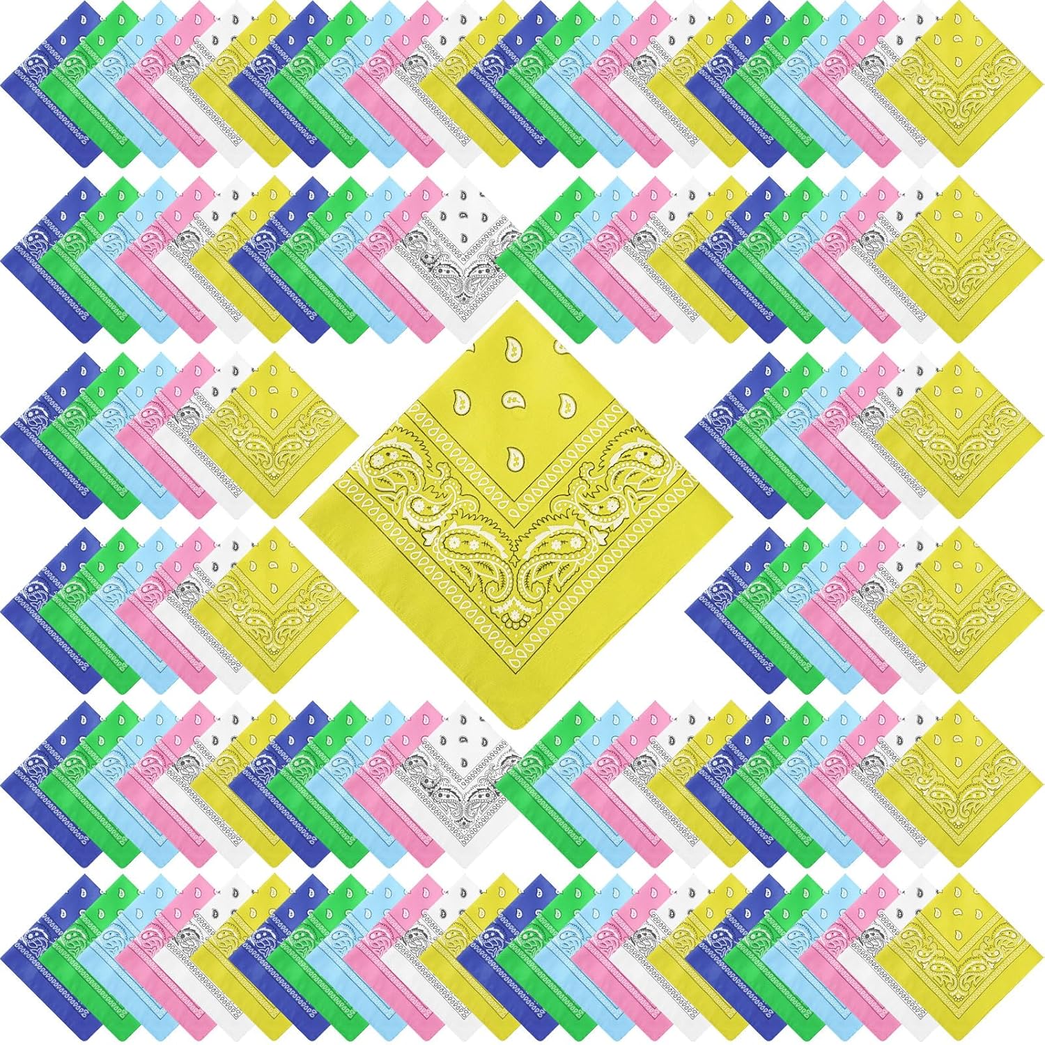 100 Pack Unisex Paisley Bandanas for Multi-Purpose Use